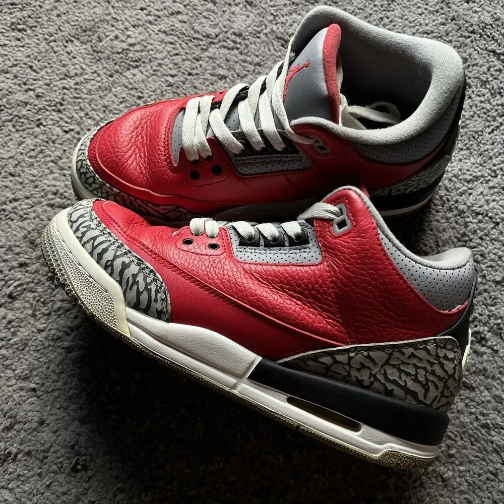 Nike Air Jordan 3 Retro SE Red Cement Shoes Youth Size 5.5Y Red Black CQ0488-600